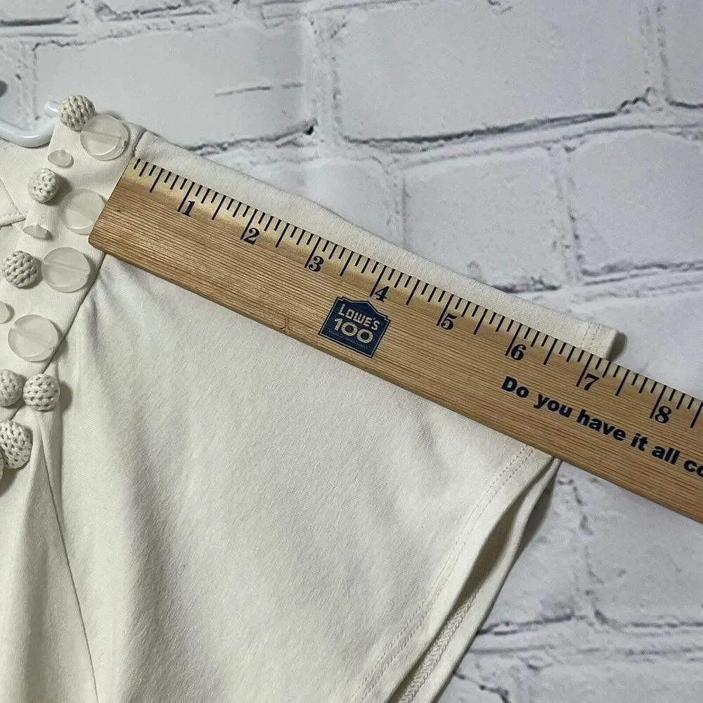Josephine Chaus Short Sleeve Top Preppy Cream Cottagecore Ivory Size M Boho - Picture 10 of 12